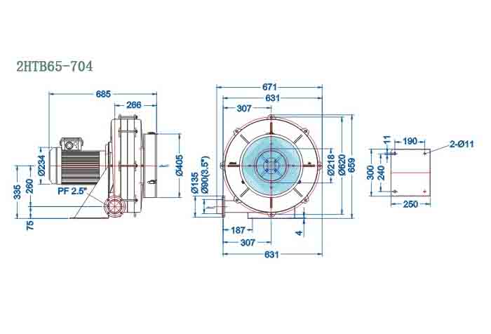 2HTB65-704,5.5kw中壓鼓風(fēng)機(jī)