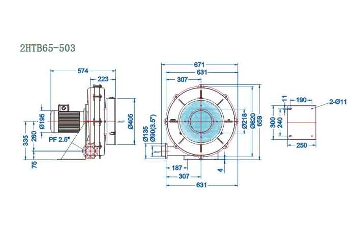 2HTB65-503,3.7kw透浦式鼓風機