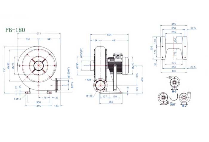 PB-180,5.5kw透浦式鼓風(fēng)機(jī)