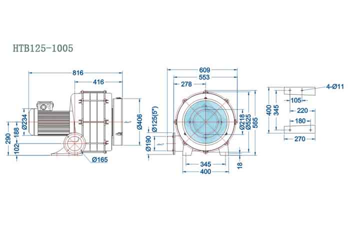 HTB125-1002,7.5kw透浦式風(fēng)機