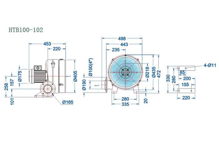 HTB100-102,0.75kw中壓鼓風(fēng)機(jī)