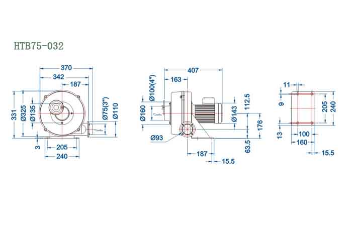 HTB75-032,0.4kw透浦式鼓風(fēng)機(jī)