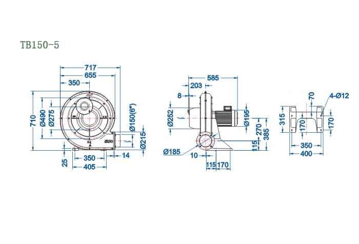 TB150-5,3.7kw透浦式鼓風(fēng)機(jī)