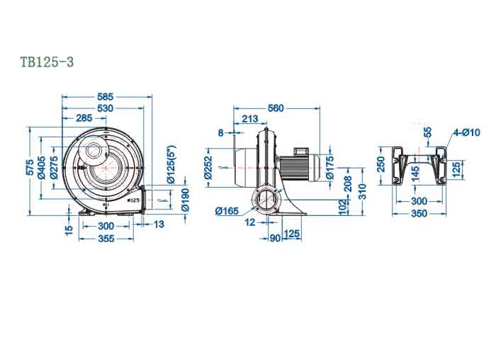 TB125-3,2.2kw透浦式鼓風(fēng)機(jī)